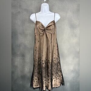 Vintage Papell Boutique Babydoll Tulle Mesh Overlay Embellished Lace Dress 6 Y2K